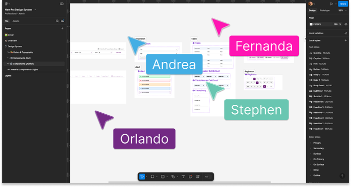 Figma design workspace